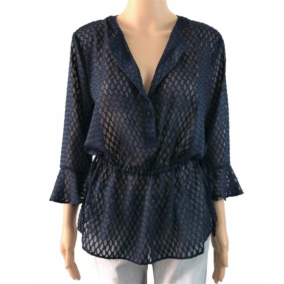 Tommy Hilfiger Tops - Tommy Hilfiger Sheer Boho Top Bell Bottom Sleeve